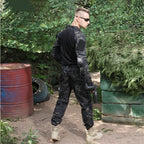 Camo Tactical Sets Outdoor Long Sleeve Wear-resisting T Shirts+Multi-pocket Tactic Cargo Pants Suit Training Workwear Combat Set