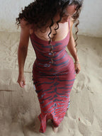 Sisterlinda Backless Maxi Dress Women Sleeveless Leopard Print Sexy Skinny Clubwear Stretch Tight Beach Vacation Slim Vestidos