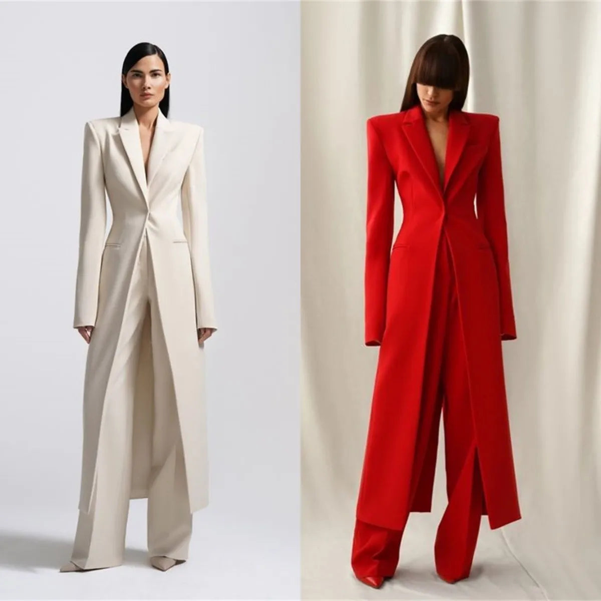Designer Formal Women Suit Set 2 Piece Blazer+Pants Long Style Wedding Party Prom Dress One Button Customized женский костюм Main image