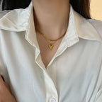 Y2k Stainless Steel Heart Pendant Bead OT Clasp Necklace For Women Men Fashion Geometric Charm Necklace Party Jewelry Gifts