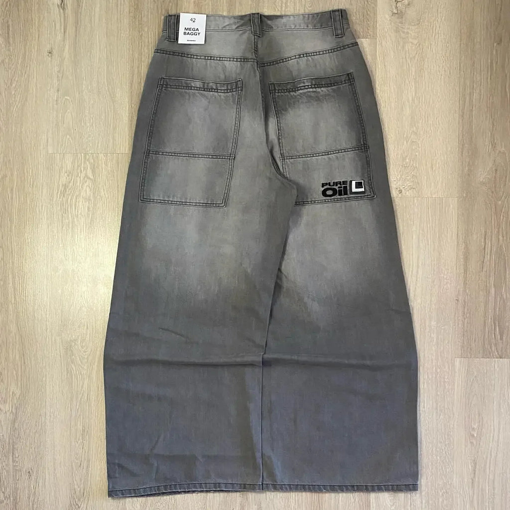 Gothic New Fashion Heavy Industry Washing Equipment Multi-pocket Jean Women Y2K Rock Popular Hiphop High Waist Wide-leg Trousers