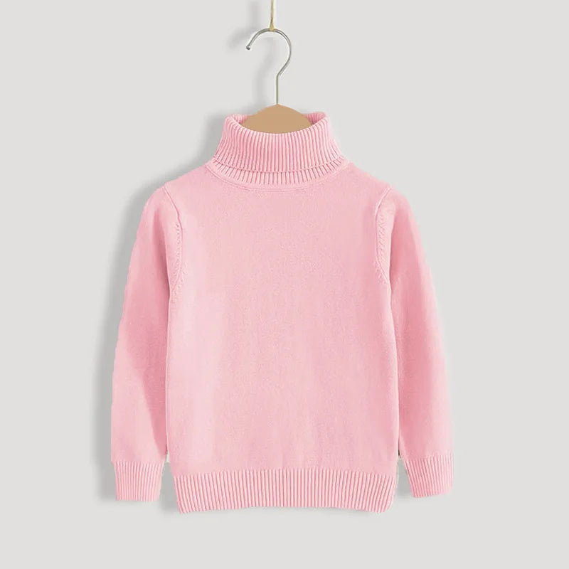2026 Autumn Winter Children's Cotton Sweater Full Sleeve Turtleneck Knitwear Baby Boys Girls Clothing Warm Soft Jumper Pullovers