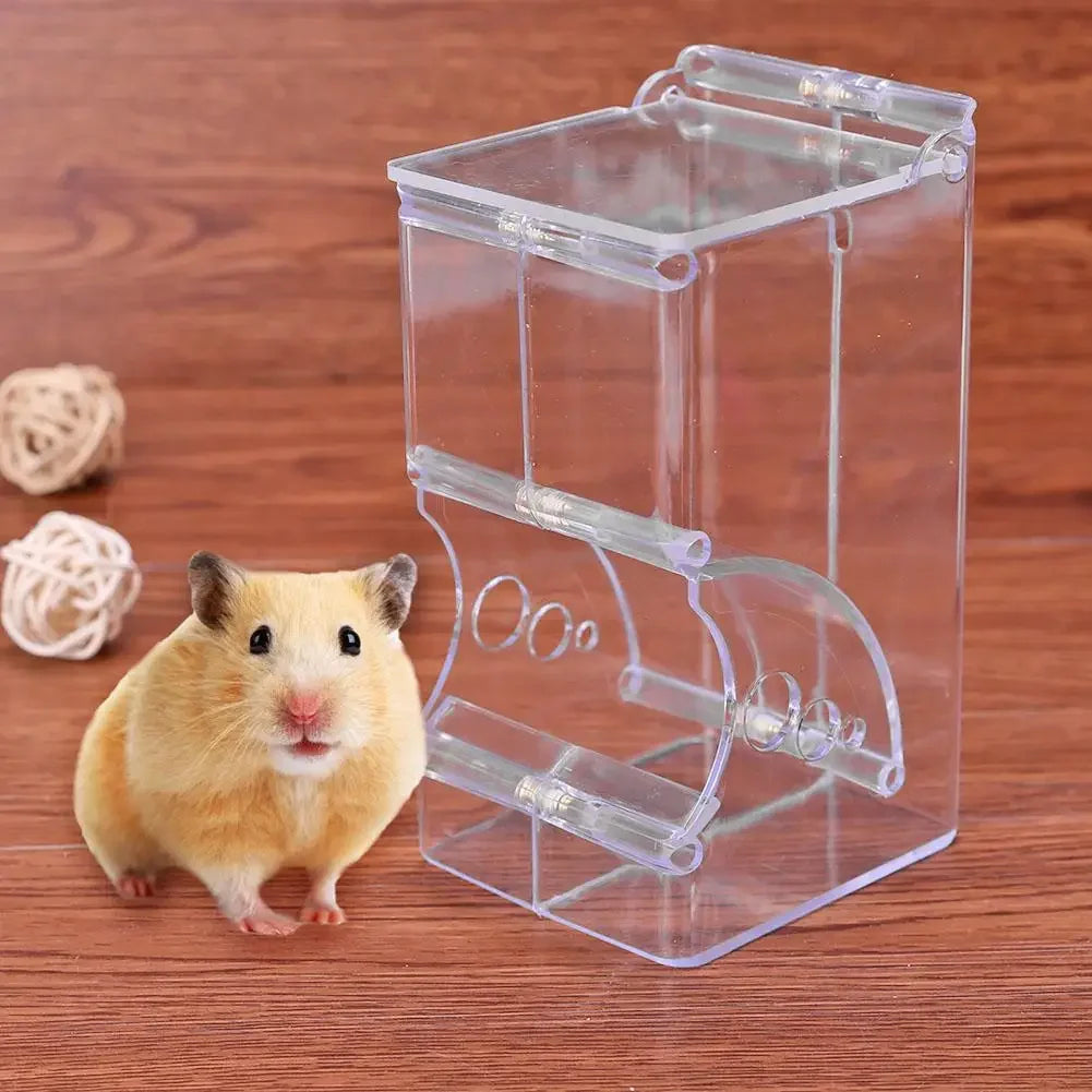 Pet Hamster Rabbit Squirrel Food Dispenser Feeder Plastic Clear Automatic Pet Feeder for Hamster Guinea Pigs Food Bowl Container