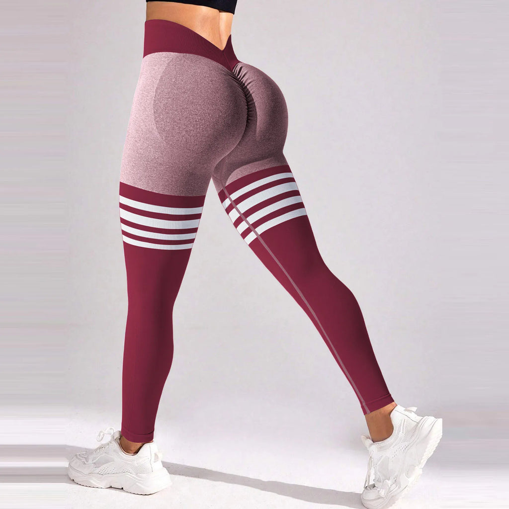 V Back Yoga Leggings – High Waist Scrunch Pants