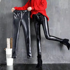 High Waist Faux Leather Leggings – Warm Winter Pants