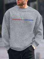 Men's autumn and winter thick velvet warm and fashionable casual loose Paris print round neck long sleeved pullover