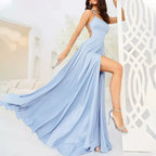 2025 & 2026 New Women's Halter Backless Sexy Slit Evening Dress For Party Banquet Birthday Party And Retro Clothing