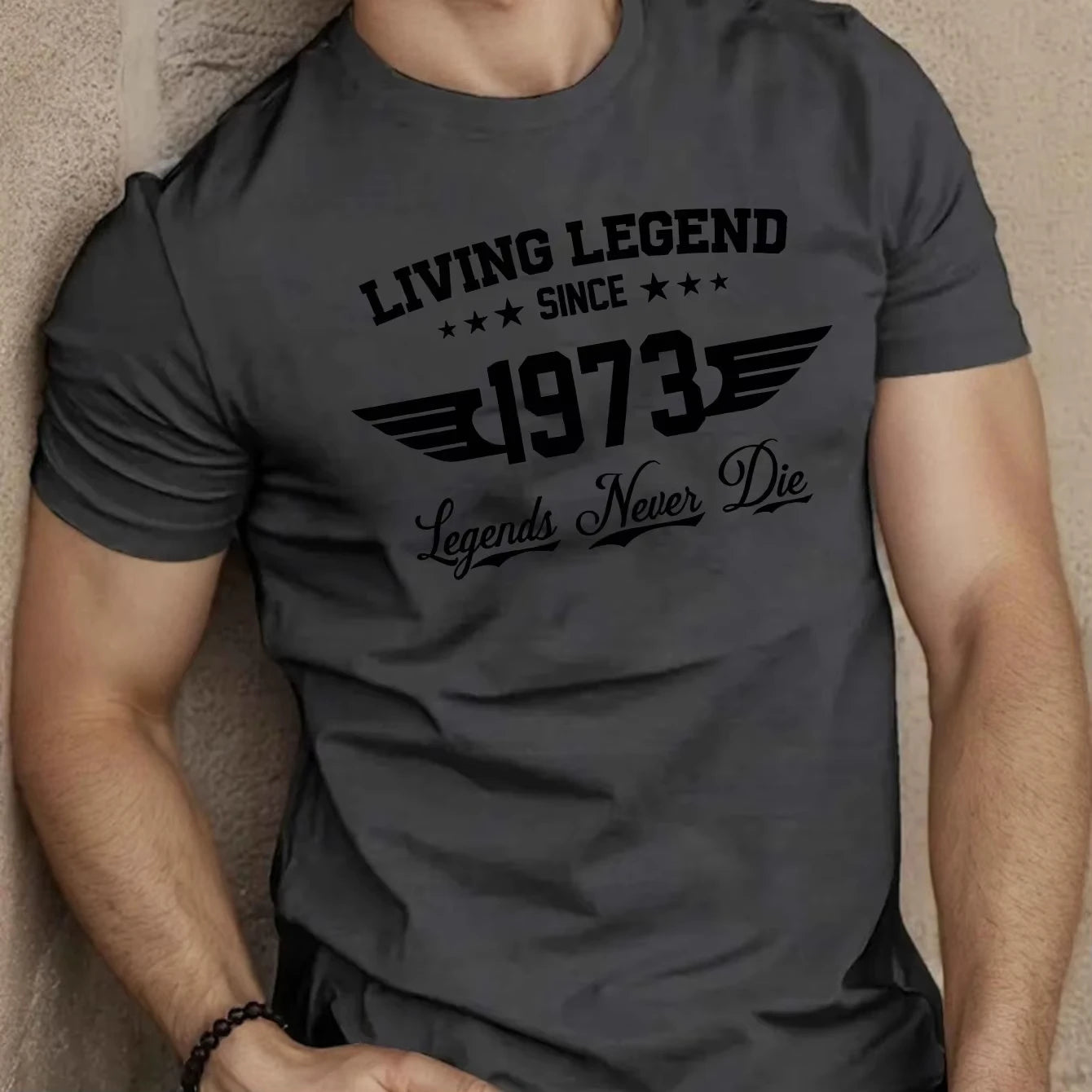 Summer men's 100 cotton casual loose plus size SINCE 1973 pattern printed sports comfortable round neck short sleeved T-shirt Main image