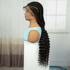 Handmade Cornrow Braided Wigs 30inch Synthetic Full Lace Kontless Braids Wigs Lace Frontal Box Braided Lace Wigs for Black Women