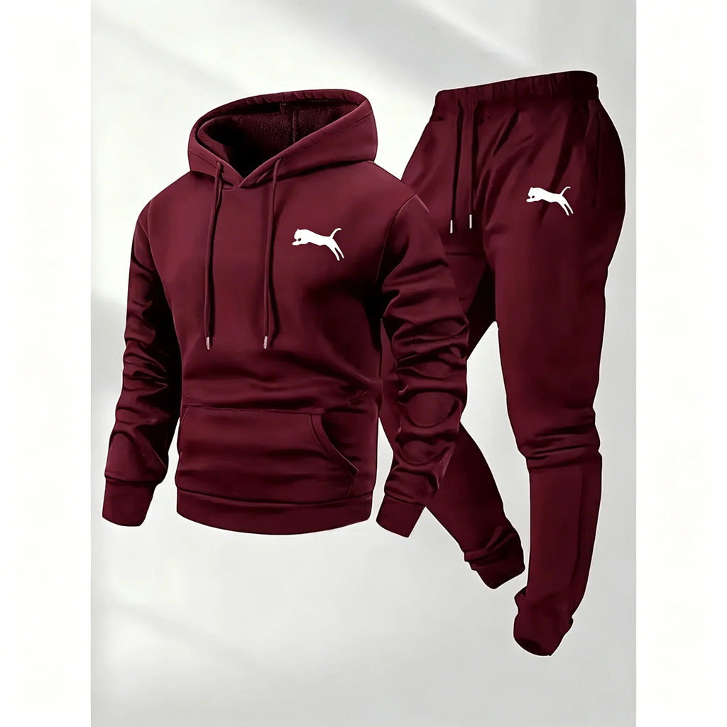 Hot Selling Men's Hooded Sweatshirt Pants Set Casual Tracksuit Streetwear Sportswear Fitness Jogger Outfit 2 Piece Warm Clothing