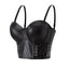 Stylish Wowen PU Leather Corset Imitation Leather Festival Clothing Bustier Lady Cropped Top Girls Punk Rock Club Party Camis