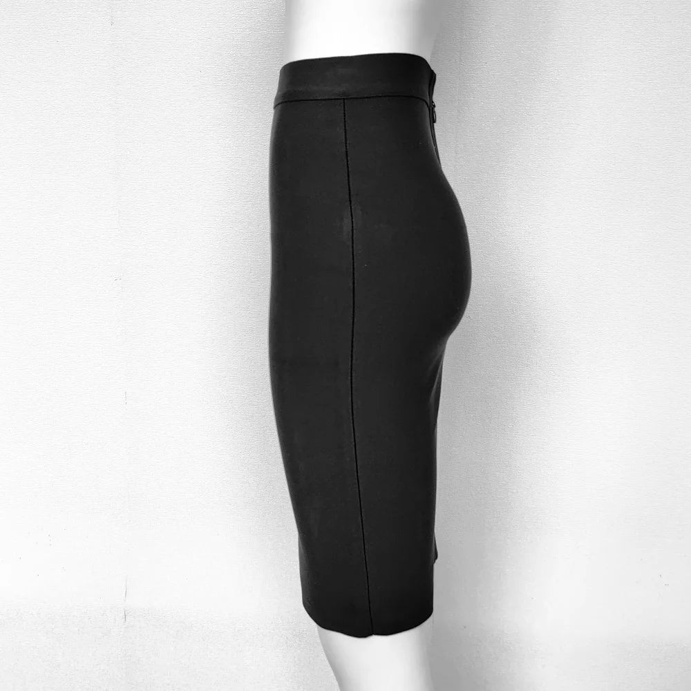 BEAUKEY Classic Black Bandage Skirts For Women High Quality Elastic Pencil Elastic Skirts Vintage Office Lady Skirt Maxi Cheap