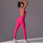Sexy Back V Jumpsuit Gym Set Women Training Yoga Suit Sportswear Women Sports Jumpsuit Fitness Rompers Stretch Workout Bodysuits