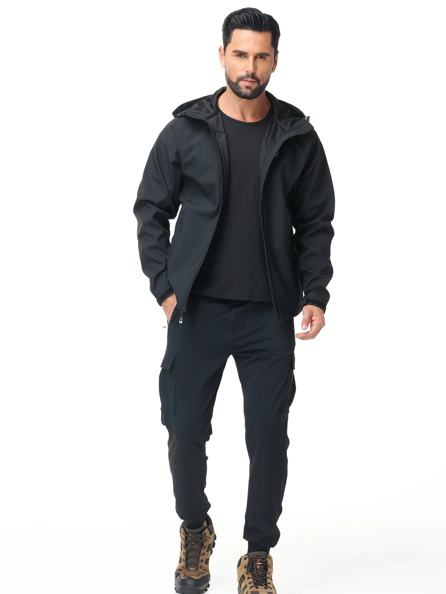 Men's Outdoor Waterproof Windbreak Jacket Lightweight Coat for Camping Hiking Cycling Fishing with Inner Pocket