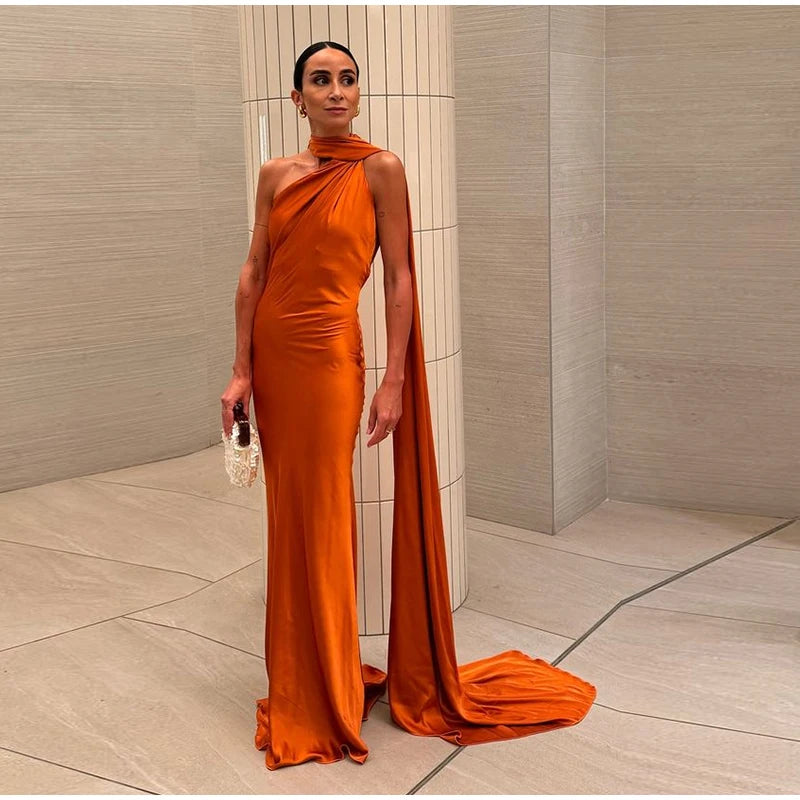 Elegant Ribbon Halter Dress Women Solid Off Shoulder Sleeveless Backless Slim Maxi Dresses 2026 Summer Autumn Party Robes Lady