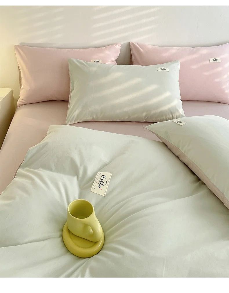 INS style high luxury solid color double-sided style single couple quilt cover soft luxury hotel & apartment & home bedding
