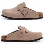 Crestar Fashion Clogs Slippers For Women Classic Suede Men Mules Cork Footbed Leather Potato Shoes With Arch Support Beach Slide