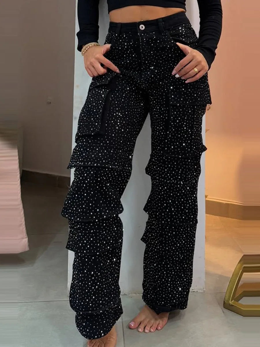 Y2K Bright Drill Women's High Waist Jeans Denim Work Pants Pocket Casual Baggy Streetwear Chic Daily Trousers 2025/2026 Spring Summer