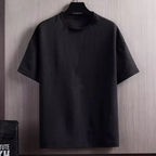 New Men's Casual T Shirt Ant Wrinkles T-Shirt Summer Half-Sleeved Loose Fashion T Shirt Base Shirt Solid Handsome Short-Sleeved
