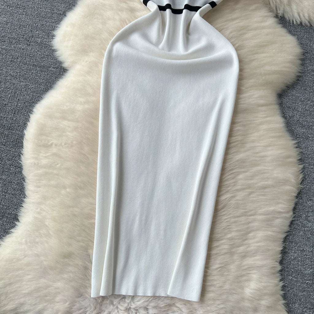 Patchwork Knit Bodycon Dress Women Maxi Dress Elastic Summer Elegant Sleeveless Dress Fashion Dresses