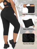 Plus Size Leggings for Women  Super soft High Waisted Tummy Control Yoga Capri Pants  No See Through Workout Running Leggings