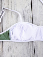 Bandeau Bikini 2025 Halter Bordered Swimsuits Women Bandage Swimwear Green Bathing Suit Sexy Biquini Mujer Low Waist Beach Wear
