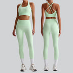 Women's Gym Workout Yoga Outfit Sets Naked feel fabric Beautiful Back Bra outdoor Running Fitness Butt-lifting Yoga Pants Suit