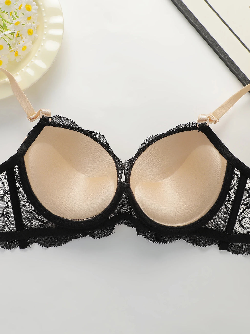 Women's sexy embroidered lace lingerie set with steel ring gathering push up daily casual close fitting bra set B2076