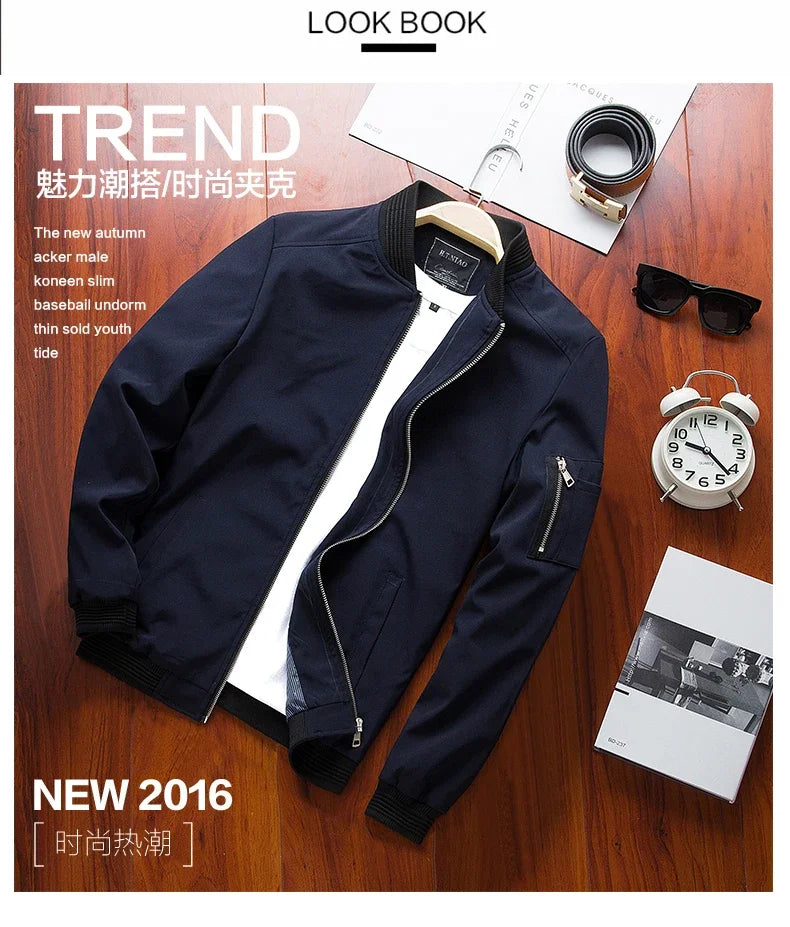 Autumn Spring New Men's Bomber Zipper Jacket Male Casual Streetwear Hip Hop Slim Fit Pilot Coat Men Clothing Plus Size 6XL