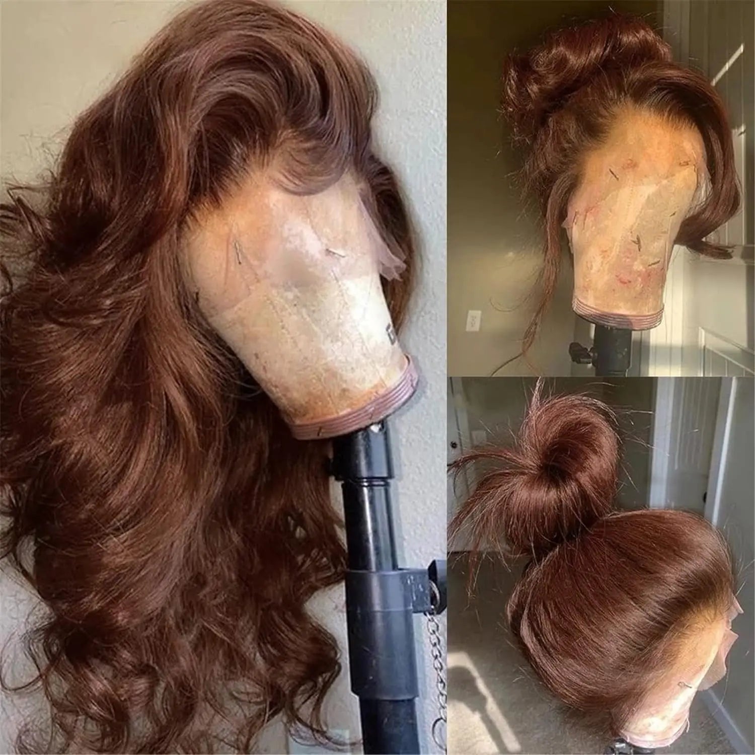 Body Wave Chocolate Brown Lace Front Wigs Human Hair Pre Plucked Brazilian Brown Virgin Hair Glueless HD Frontal Wig For Women Main image
