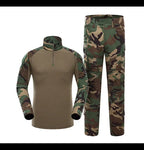Camo Tactical Sets Outdoor Long Sleeve Wear-resisting T Shirts+Multi-pocket Tactic Cargo Pants Suit Training Workwear Combat Set