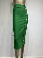 New Arrival Women Button Black Blue Red Bodycon Bandage Skirt 2026 Designer High Waist High Street Party Club Pencil Skirt 75cm