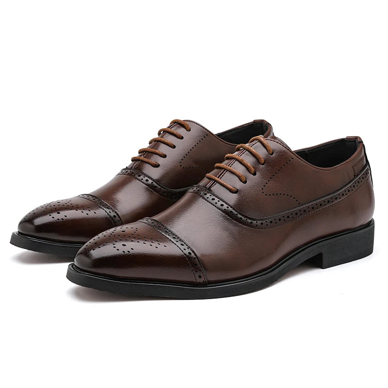Oxfords Men Shoes Red Sole Fashion Business Casual Party Banquet Daily Retro Carved Lace-up Brogue Dress Shoes