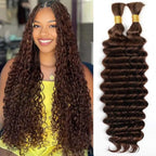 Human Braiding Hair For Boho Braids 110g Deep Water Wave Bulk Human Hair For Braiding 15A Curly Human Hair Extensions 2 Bundles
