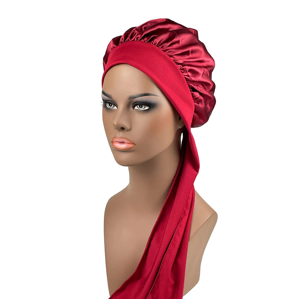 Large Bonnet Women Big Size Satin Bonnet Sleeping Night Women Cap Bonnet Hat Satin Cheveux Nuit Silk Bonnets for Women