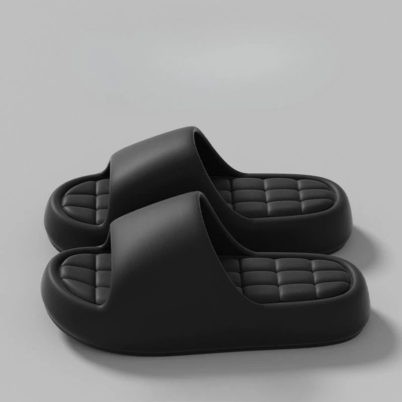 Unisex Bathroom Slippers Cloud Cushion Slides Summer Flat Sandals Thick Platform Shoes Man Indoor Non-Slip Couple Flip Flops
