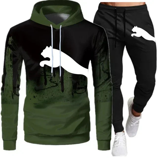 Spring and Autumn 2026 New Men's pullovers + jogging Pants two-piece set fashionable outdoor casual men's hooded sportswear set