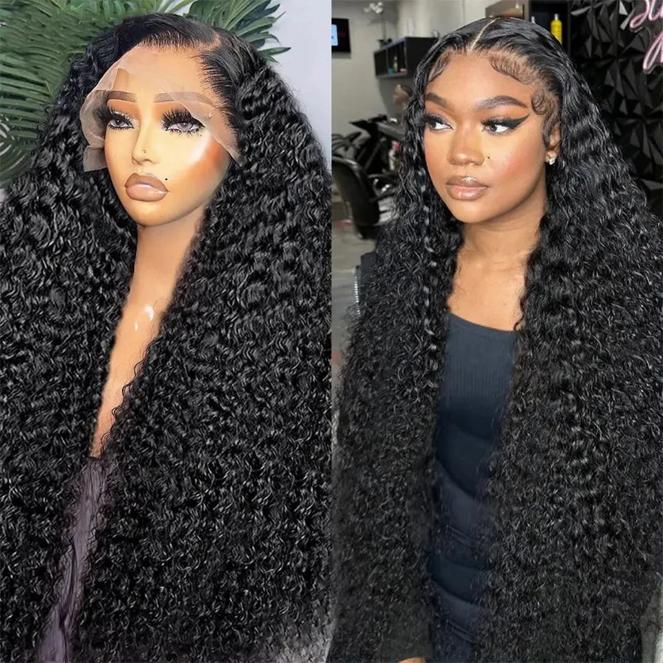40Inch Deep Curly 13X6 HD Transparent Lace Front Human Wigs Brazilian Human Hair Wigs Water Curly Wave Frontal Wigs Pre Plucked