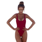 Women's One-piece Swimsuit Sexy Solid Color Shoulder Strap Swimming Bathing Surfing Suit Beach Sports Wear Sexy Swimwear