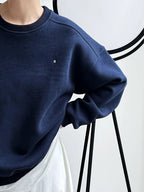 Autumn New Casual Loose Solid Hoodie Women's Embroidered Long Sleeve Top With Velvet