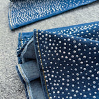 Denim Pant Set Women Two Piece Sets Sexy Matching Sets Sleeveless Short Tops Long Flare Pants High Waist Slim Hot Diamond