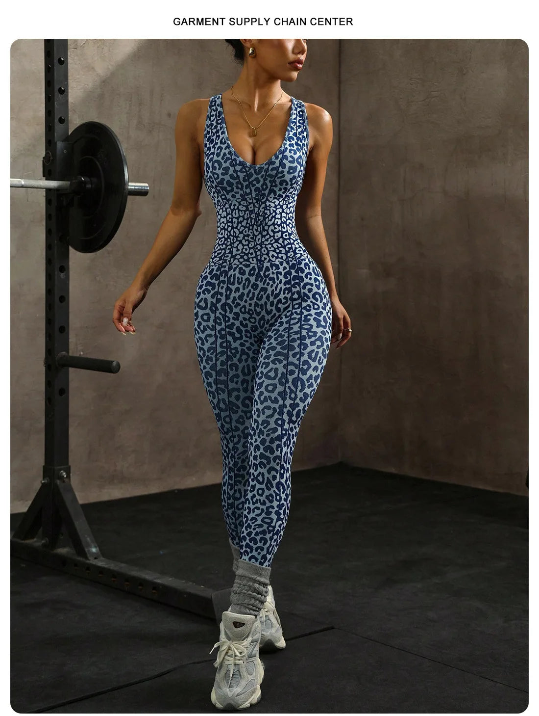 New Leopard Print Bodysuit Women Seamless Flared Pants Jumpsuits Sexy One-piece Fitness Suit Cross Back Stretchy Yoga Jumpsuits