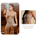 Sexy Gold Sequin Evening Dresses for Women – Luxury Crystal Beaded Prom Dress with High Slit Formal Party Mermaid Gown for Gala