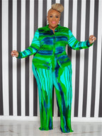 Wmstar Plus Size Two Piece Outfits Women Fall Clothing Tie Dye Top and Pants Leggings Matching Set Wholesale