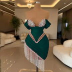 Crystal Ivory Cocktail Gown Pleat Straight Mini Homecoming Prom Dress Birthday Dress Satin Luxury 2026 Blackgirl Customized