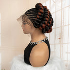 New Synthetic Full Lace Handmade Bantu Braided Wigs African Hair Wig for Black Women Short Cute Knotless Box Braiding Wig