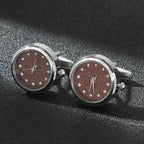 Luxury Cufflinks Watch Rotatable Electronic Functional Buckle Business Mens Cufflinks Gold Slivery Mechanical Watch Cuff Links