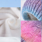 Winter Lady Warm Hat Scarf Two-piece Set Fleece Thickened Gradual Change Color Knitted Skiing Hat Fashion Pullover Hat for Women