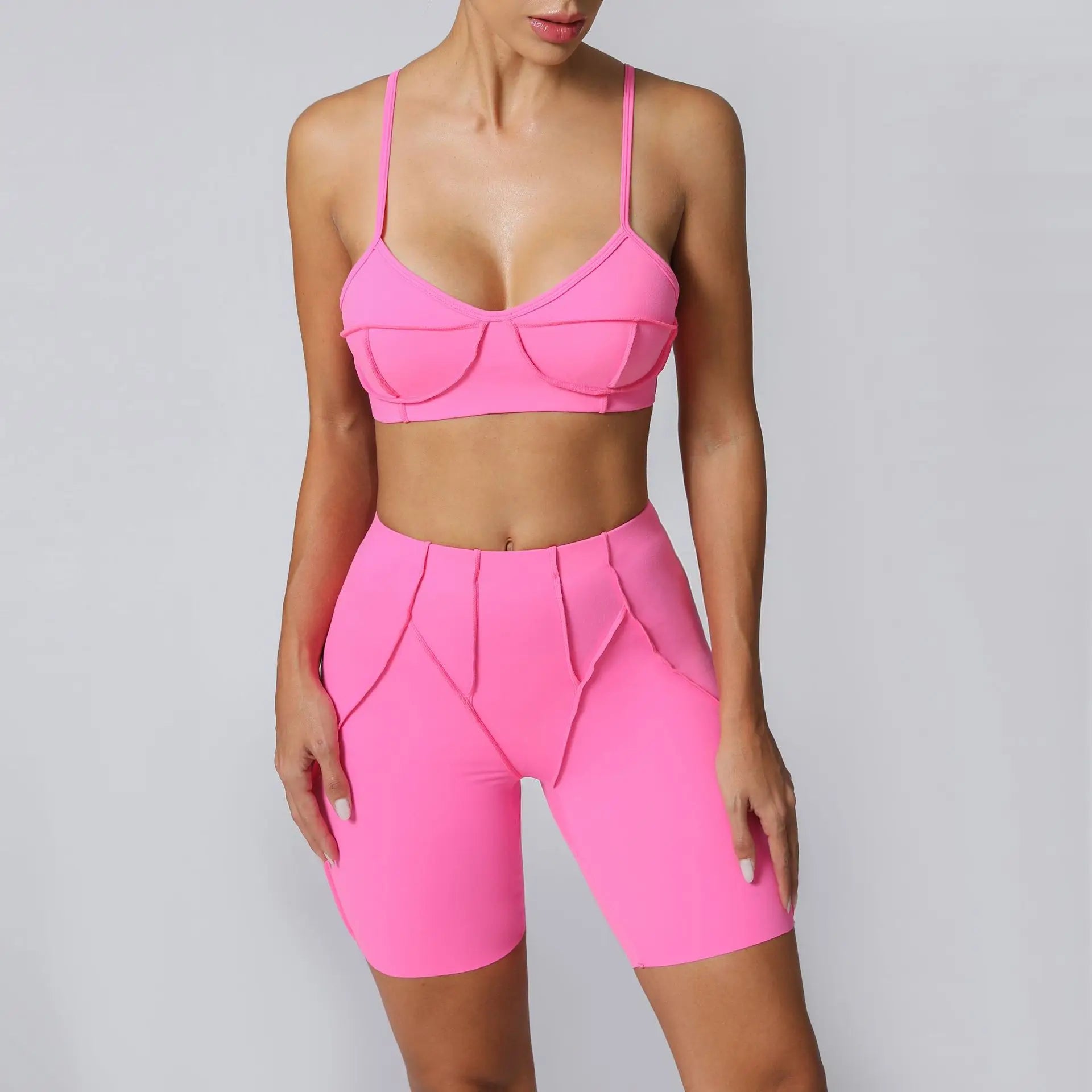 2-Piece Yoga Set – Open Back Sports Bra & High Waist Shorts Main image
