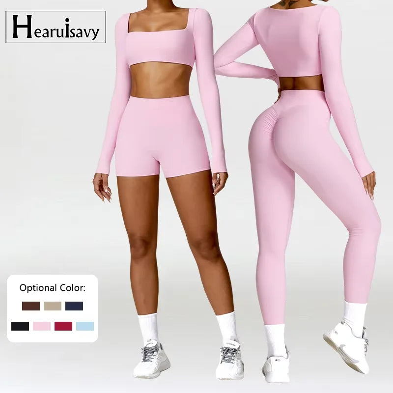 2-Piece Quick Dry Yoga Set – Long Sleeve Gym Outfit